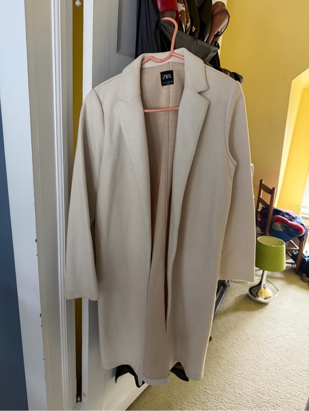 Zara Cream Longline Soft Trench Coat